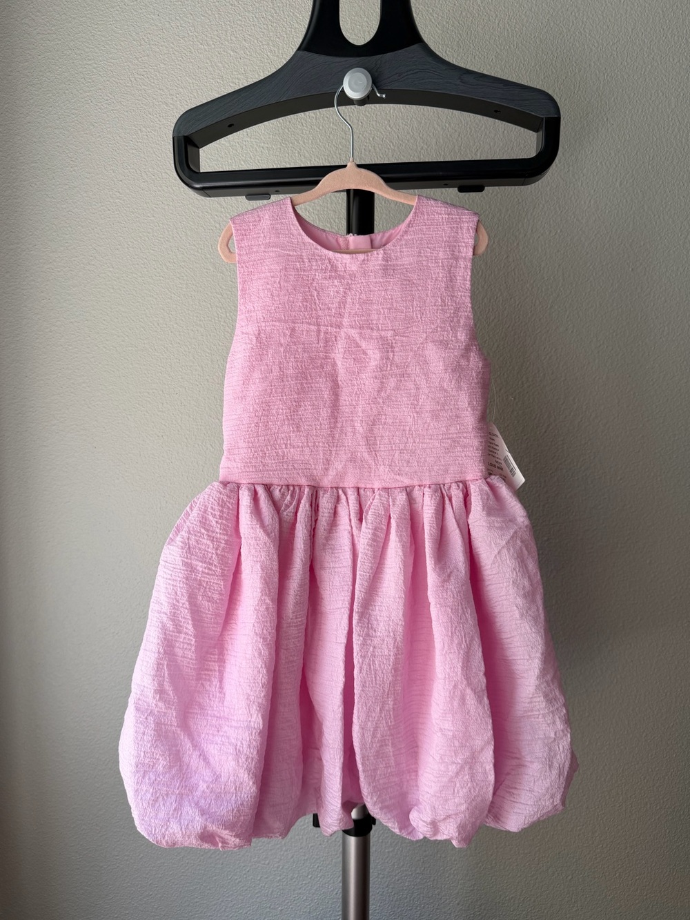 Blueberi Girls Pink Party Dress - Sleeveless Textured Bubble Skirt 6X